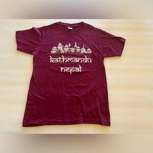 Kathmandu Nepal- Dark Red T Shirt- Dolphin 38 Brand- Made In Nepal Tee